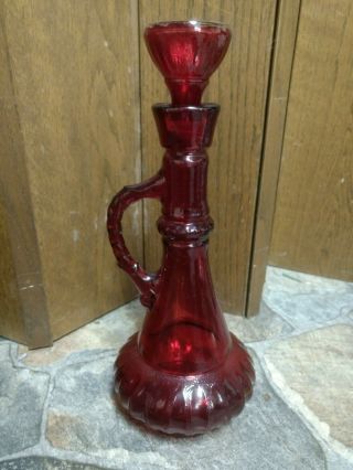 Vintage Jim Beam Ruby Red Liquor Genie Decanter Bottle