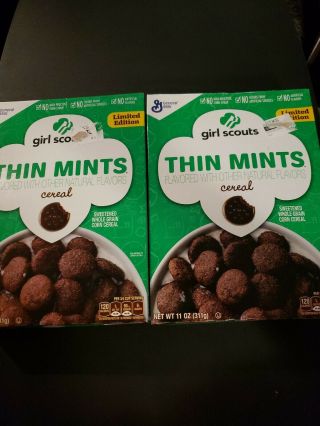 2 Boxes Girl Scout Cookie Cereal - Thin Mints - Limited Edition