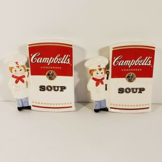 Set 2 Vintage Campbell Soup Kids 1997 Ceramic Spoon Rest Westwood International