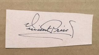 Vincent Price Signed Album Page Horror Actor