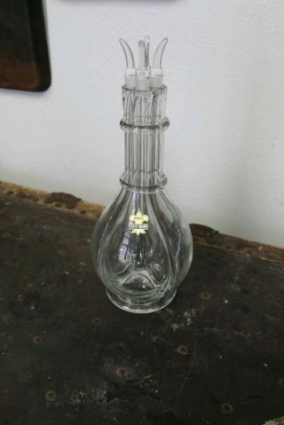 Vintage Glass 4 Chamber Decanter Liquor Bottle Made In France Fait Main