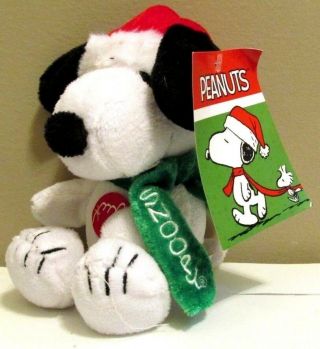 Snoopy Christmas Peanuts Plush Santa Music Clip On Ornament Pull