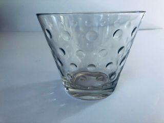 Vintage Mid - Century Glass Crystal Polka Dot Small Ice Bucket Bowl Barware
