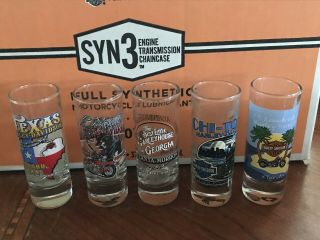 5 Harley - Davidson Tall Shot Glass Fort Lauderdale Chitown Texas Chicago Georgia