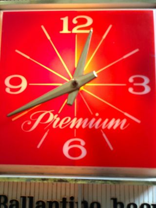 Vintage 67 Ballantine Beer Light Up Electric Pendulum Bar Clock Sign Ad 2
