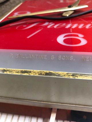 Vintage 67 Ballantine Beer Light Up Electric Pendulum Bar Clock Sign Ad 8