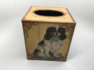 Cavalier King Charles Spaniel Handcrafted Wood Tissue Box Cover - Artist Signed