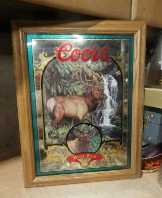 1995 Coors Beer Bull Elk 5 Of 6 In Nature Series Mirror Susan Shea Artwork