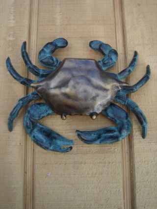 Solid Brass Blue Crab Door Knocker Nautical Fl Home/beach House/front Door Decor