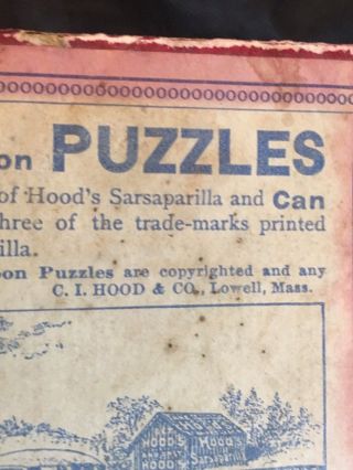 1891 Hoods Sarsaparilla Double Sided Puzzle Advertising 3