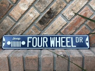 Jeep Four Wheel Dr.  Wrangler Cj Embossed 20 " Metal Tin Sign Vintage Garage Nwt