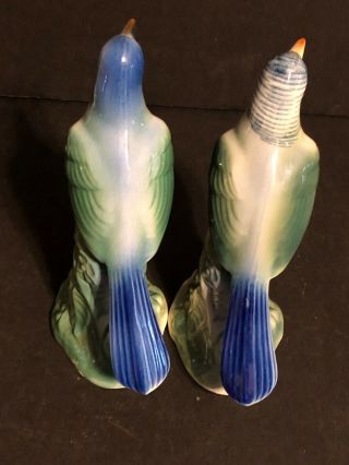 AWESOME pair set vintage ceramic blue bird figurine figure male female Ida Sweet 2