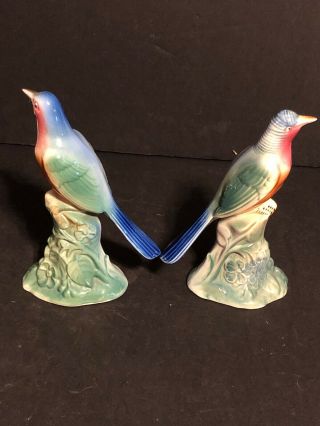 AWESOME pair set vintage ceramic blue bird figurine figure male female Ida Sweet 4
