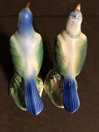 AWESOME pair set vintage ceramic blue bird figurine figure male female Ida Sweet 5
