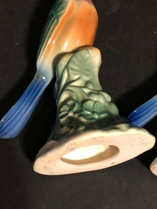 AWESOME pair set vintage ceramic blue bird figurine figure male female Ida Sweet 8