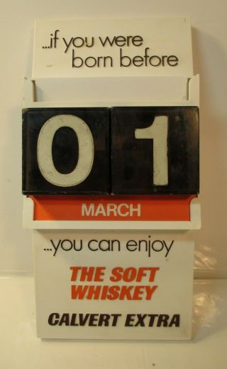 Vtg.  Rare Lord Calvert Extra " The Soft Whiskey " Legal Age Calendar Sign W Months