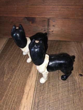 2 VINTAGE BOSTON TERRIER BULL DOG Cast Iron HEAVY PAPERWEIGHT 4 3/4” Bank 3