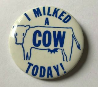 I Milked A Cow Today Vintage Pinback Button Pin
