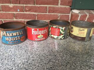 Vintage Coffee Can Tin Maxwell House,  Folgers,  Everfresh,  Old Reliable 1 lb 2
