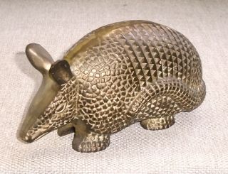 Vintage Solid Brass Figurine Armadillo Animal Fine Details 428ll