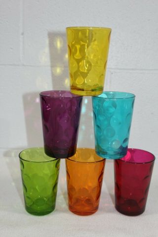 Set Of 5 Vintage Drinking Glasses 4 Oz Coin Dot Dimples Juice Tumblers Cups