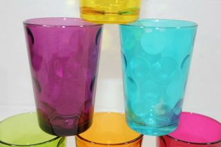 Set of 5 Vintage Drinking Glasses 4 oz Coin Dot Dimples Juice Tumblers Cups 3