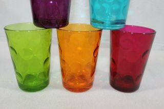 Set of 5 Vintage Drinking Glasses 4 oz Coin Dot Dimples Juice Tumblers Cups 4