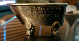 Vtg Miniature Bathtub Advertising Plumbing W.  B.  Young Supply Co Kansas City,  Mo