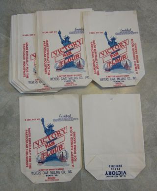 Of 18 Old Vintage Victory Flour Bags - Purdy Va.  Statue Of Liberty