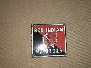 Porcelain Red Indian Enamel Sign 12 X 12 Inches