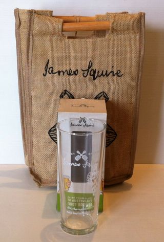 Rare James Squire Festival Bag Wooden Handle Burlap & James Squire Beer Glass 2