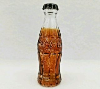 Vintage Miniature 2.  5 " Coca Cola Tiny Glass Soda Bottle Mini Coke