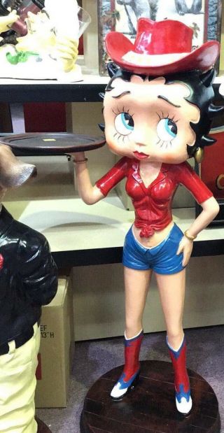 Betty Boop Life Size Cow - Girl With Tray Butler Statue 31” H
