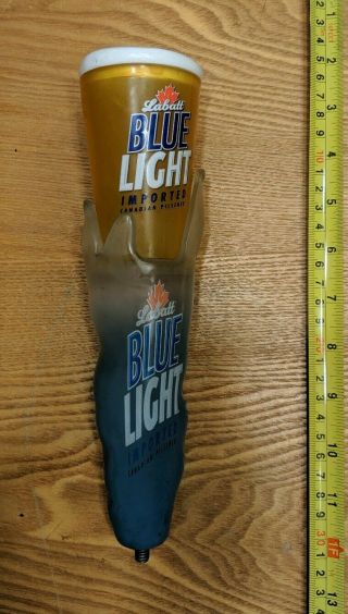 Vintage Labatt Blue Light Rare Tall Glass Foaming Head Topper Beer Tap Handle