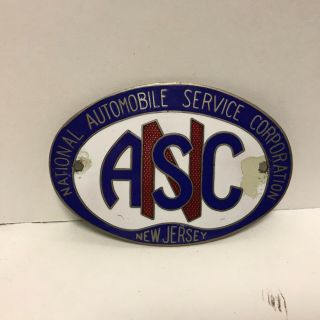 Vintage Porcelain Jersey Nasc Gas And Oll Sign License Plate Topper