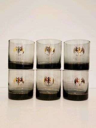 Vintage Bacardi Rum Smoke Colored Rocks Glasses Set Of Six