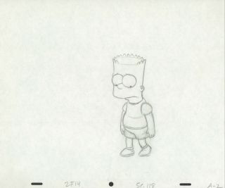 The Simpsons Pencil Animation Art - Bart Looking Sad A - 2