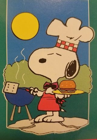 Snoopy Peanuts Large Decorative Flag: Grilling Snoopy.  Nisp Vtg Barbecue 2 - Sided