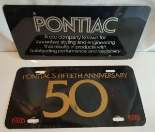 Pontiac 50th Anniversary Dealership License Plate Front Back Cover 1976