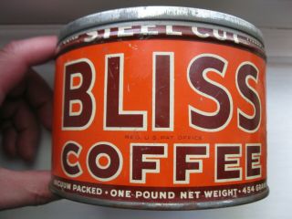 Vintage Bliss Coffee Tin Can Advertising Coffee Tin Litho Los Angeles,  Ca