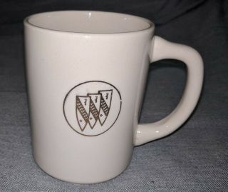 Buick Coffee Mug Cup White W Gold Car Logo 1960 