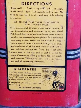 1930s BLACK AMERICANA Boyer ' s Metal Polish Can One Half Pint SAMBO Gas Oil Sign 3