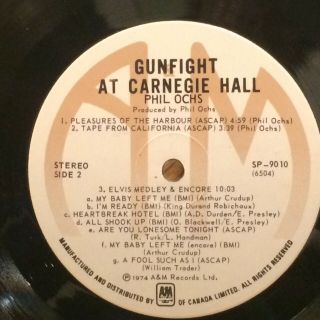 PHIL OCHS Gunfight At Carnegie Hall LP A&M SP - 9010 rare orig Canada NM 5