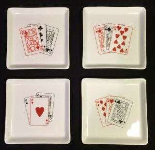Aces Bia Cordon Bleu Porcelain Playing Card Coasters Appetizer Plate Oven Safe 4