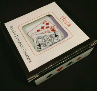 ACES BIA Cordon Bleu Porcelain Playing Card Coasters Appetizer Plate Oven Safe 4 2