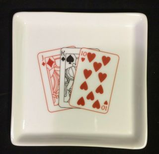 ACES BIA Cordon Bleu Porcelain Playing Card Coasters Appetizer Plate Oven Safe 4 3