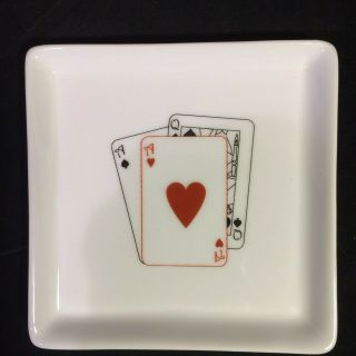 ACES BIA Cordon Bleu Porcelain Playing Card Coasters Appetizer Plate Oven Safe 4 4