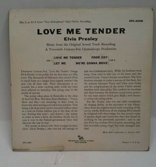 Elvis Presley RCA EPA - 4006 LOVE ME TENDER (GREAT ROCKABILLY 45) MAKE OFFER 2