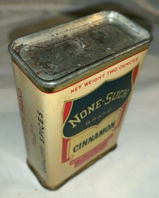 ANTIQUE NONE - SUCH CINNAMON SPICE TIN LITHO CAN CHICAGO IL COUNTRY GROCERY STORE 5