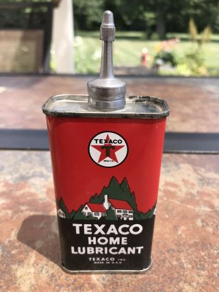 Vintage Texaco Home Lubricant 4 Oz Handy Oiler,  Lead Top,  Nos